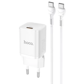 Сетевое зарядное устройство Hoco N19 Rigorous PD25W charger set Type-C to Type-C, Белое
