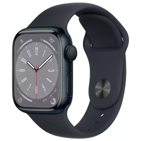 Apple Watch Series 8, 41 мм, алюминий цвета "тёмная ночь", спортивный ремешок "чёрный" (MNP53)