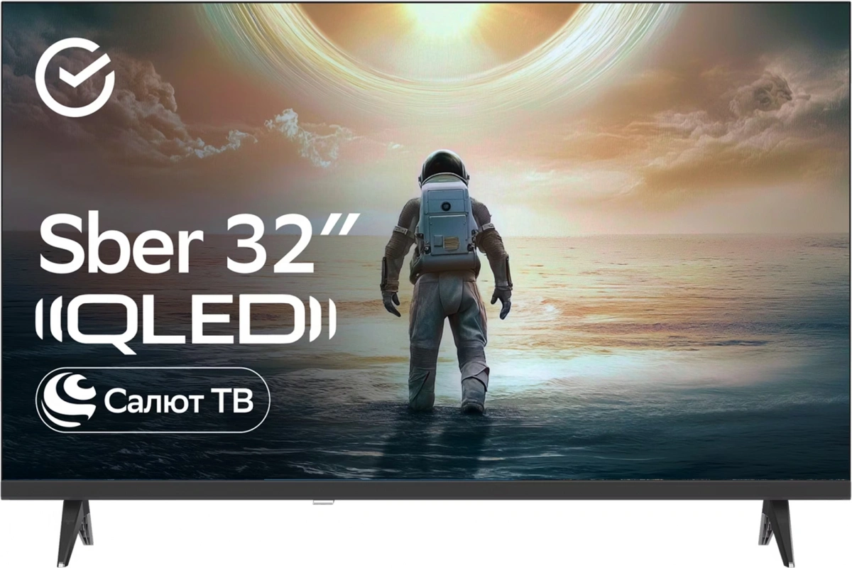 Телевизор Sber 32" Салют ТВ QLED Full HD 2025, Чёрный (SDX-32FQ6031). Фото 1