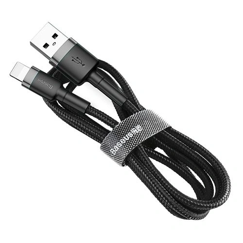 Кабель Baseus Cafule Cable USB To Lightning 2A 3м, Серо-черный (CALKLF-RG1-2A). Фото 4