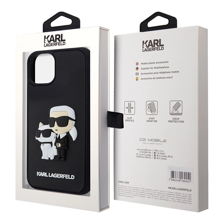 Накладка Lagerfeld для iPhone 15 3D Rubber NFT Karl & Choupette Hard, Black (KLHCP15S3DRKCNK). Фото 5