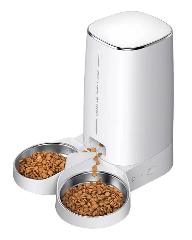Умная кормушка для животных XiaoMi Rojeco 4L Automatic Pet Feeder WIFI Version Double Bowl, Белая (RJJSS0WIFI-4L). Фото 1