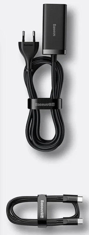 Сетевое зарядное устройство Baseus GaN3 Pro Desktop Fast Charger 2C+2USB 100W EU + Cable Type-C to Type-C 100W 1м, Чёрный (CCGP000101). Фото 2