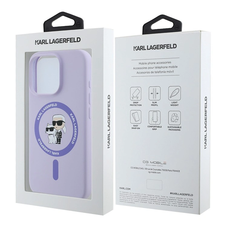 Накладка Lagerfeld для iPhone 16 Pro Max Liquid Silicone NFT Karl & Choupette Head Hard (MagSafe), Purple (KLHMP16XSCMKCRHU). Фото 5