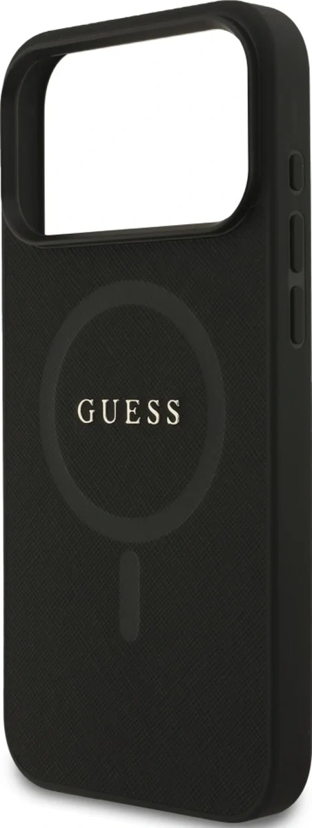 Накладка Guess для iPhone 17 Pro PU Saffiano with Classic metal logo (MagSafe), Чёрная (GUHMP17LPSAHMCK). Фото 6
