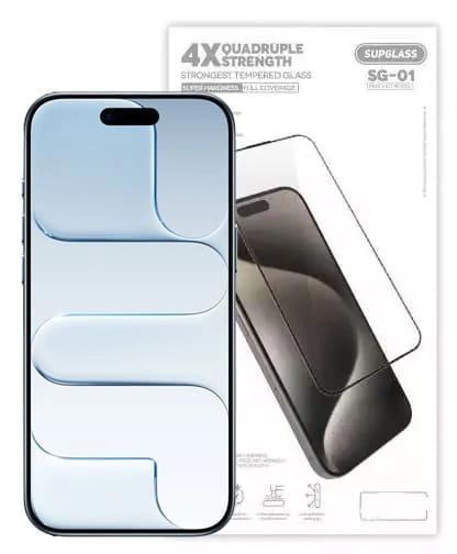 Защитное стекло SupGlass для iPhone 17 Air 3D SG-01, Чёрное. Фото 1
