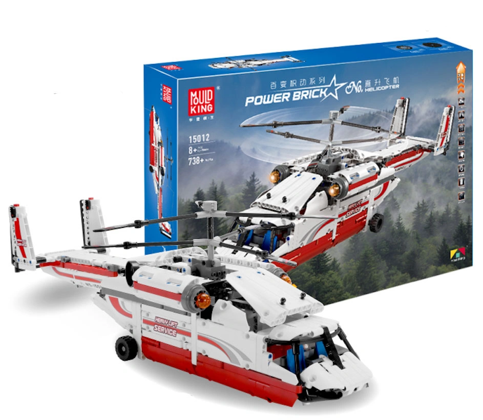 Конструктор Mould King Power Brick 15012. Грузовой вертолёт, 738 деталей , пульт ДУ, двигатель. Фото 1