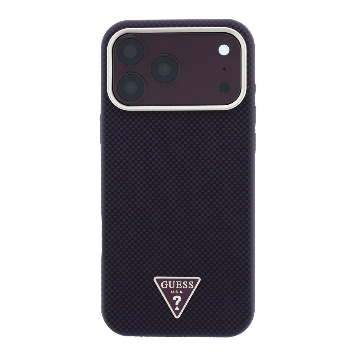 Накладка Guess для iPhone 18 Pro Max / 17 Pro Max PU Carbon SW Triangle Met logo&Cam Hard (MagSafe), Burguny (GUHMP18X6PWKSGTU). Фото 5