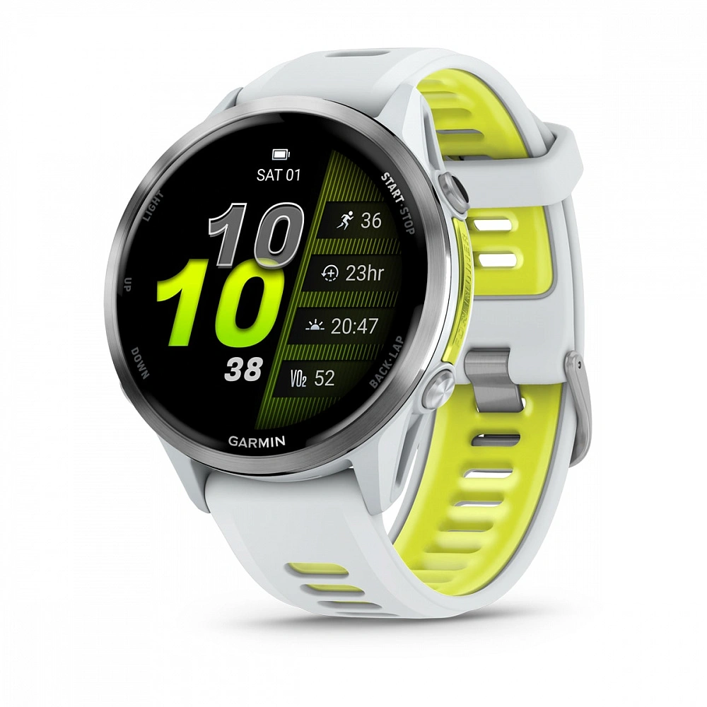 Умные часы Garmin Forerunner 970 Whitestone Titanium, Whitestone/Translucent Amp Yellow Band (010-02969-61). Фото 1