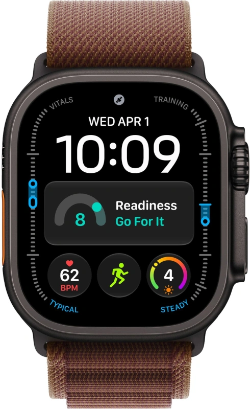 Умные часы Apple Watch Ultra 4 (2026) GPS+Cellular 49мм, Чёрный титановый корпус, ремешок "Бургунди альпийская петля" размер M 145-190 мм (MJC14). Фото 2