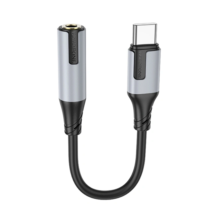 Переходник Borofone BV19 3.5 mm to USB-C 0.15 m, Black. Фото 2