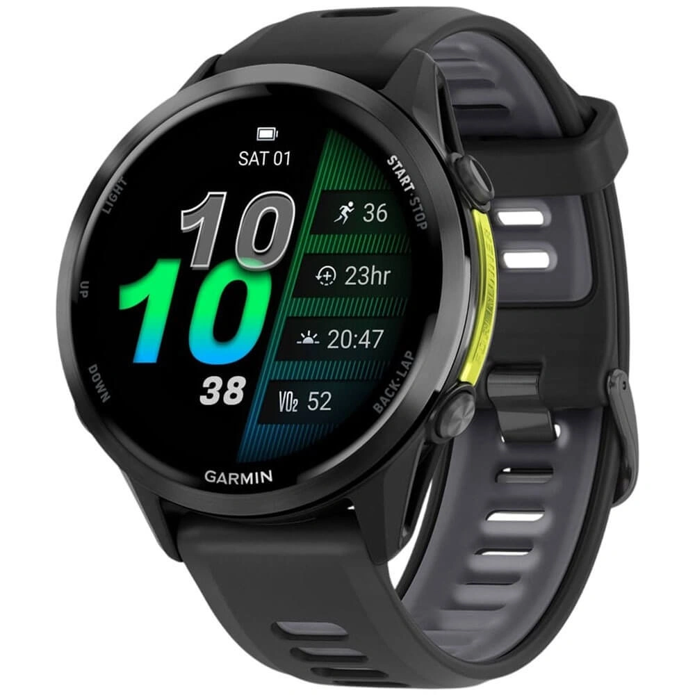 Умные часы Garmin Forerunner 970 Carbon Gray DLC Titanium, Чёрно-серый ремешок (010-02969-10). Фото 1