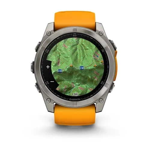 Умные часы Garmin Fenix 8 51mm, Sapphire, Titanium with Spark Orange/Graphite Silicone Band. Фото 3