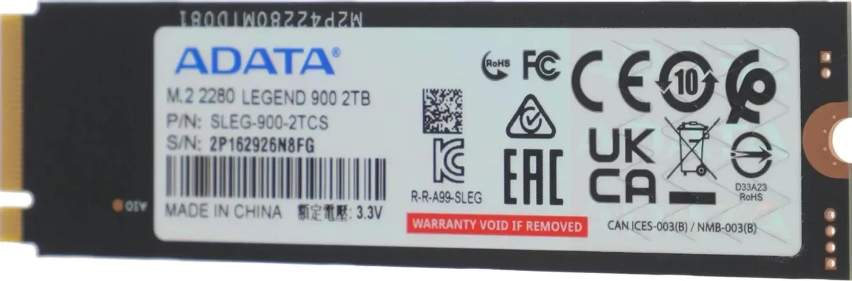 SSD накопитель A-Data Legend 900 2ТБ, M.2 2280, PCIe 4.0 x4, NVMe, M.2 (SLEG-900-2TCS). Фото 4