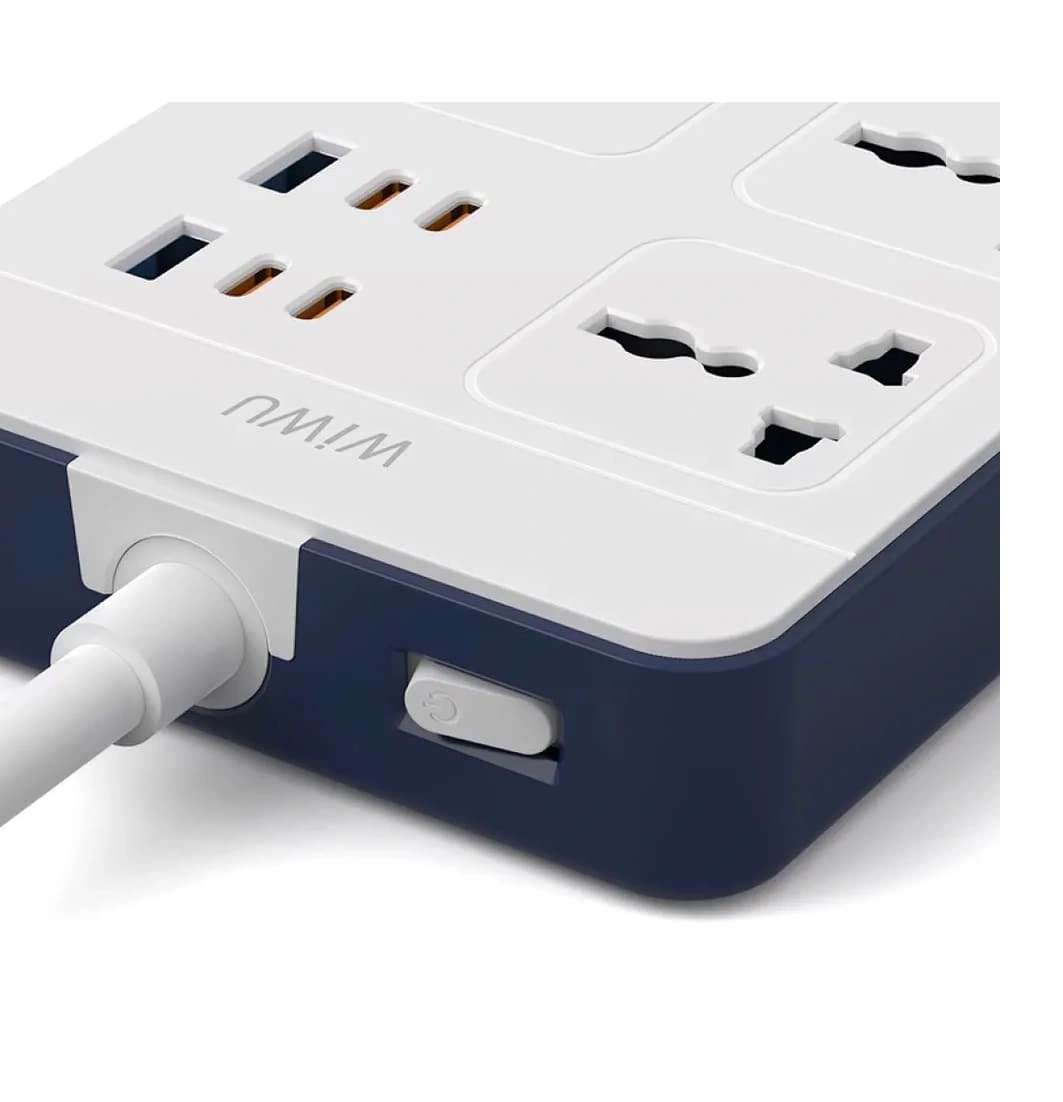 Сетевой фильтр Wiwu 11 in1 PS524 Power Strip 20W GaN (Wi-S006) EU, 2 USB, 4 Type-C, 5 розеток, Белый. Фото 3