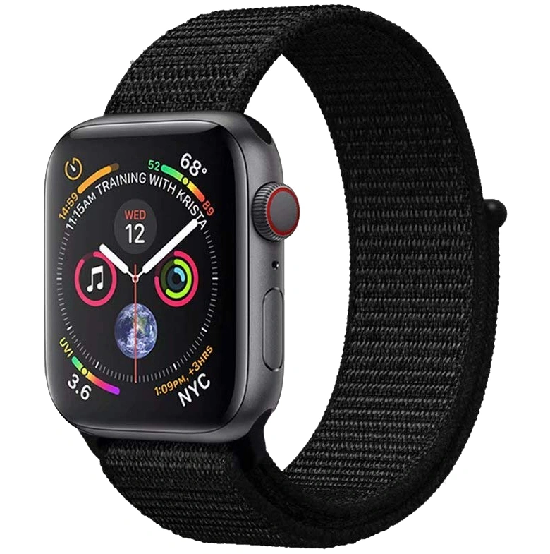 Ремешок нейлоновый для Apple Watch 38/40/41/42мм, Чёрный. Фото 2