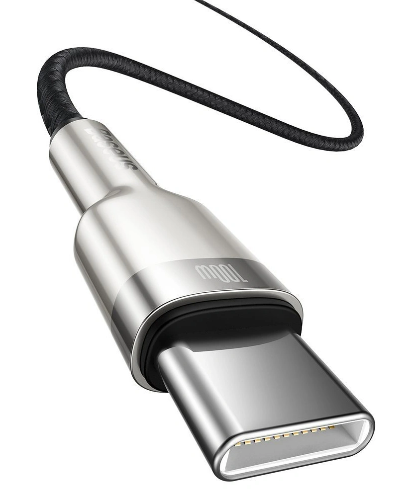 Кабель Baseus Cafule Series Metal Data Cable Type-C to Type-C 100W 2m, Чёрный (CATJK-D01). Фото 2