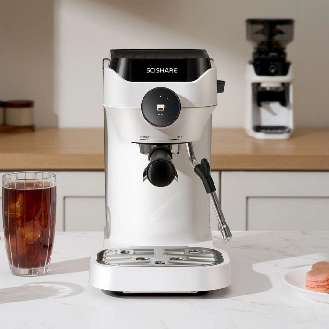 Кофемашина Scishare Semi-automatic Espresso Machine (S1181), White. Фото 3