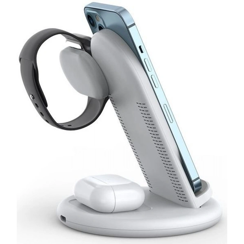 Беспроводное зарядное устройство Wiwu Power Air 3 в 1, Белое (PA3in1). Фото 4