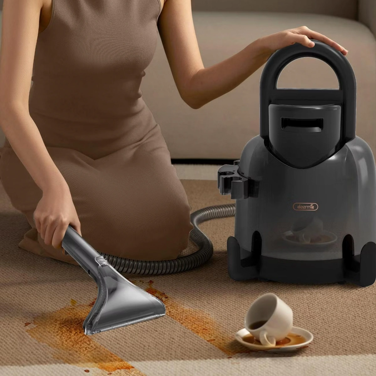 Моющий пылесос для химчистки мебели Deerma DEM-BY700, Зелёный. Фото 6