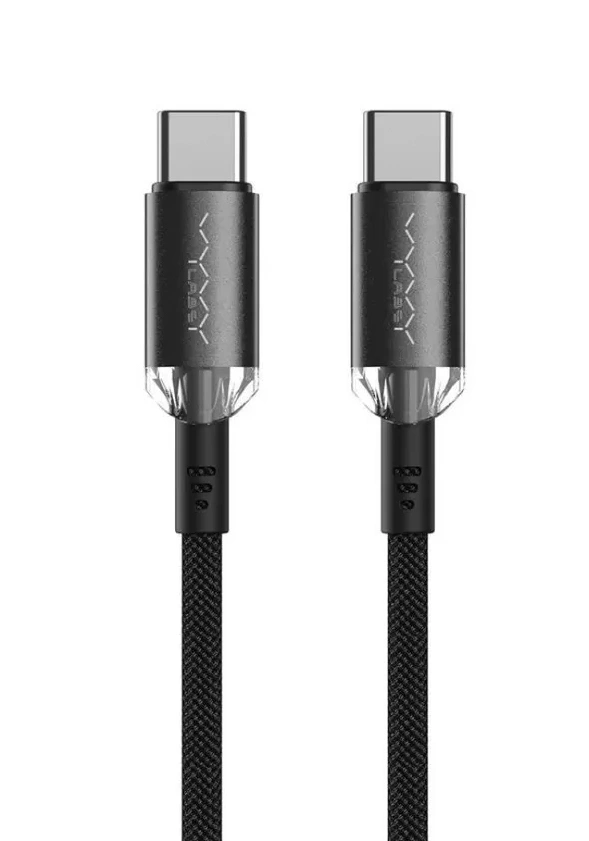 Кабель Vyvylabs Crystal Series Fast Charging Cable Type-C to Type-C 60W, 1м, Чёрный (VCSCC-02). Фото 1