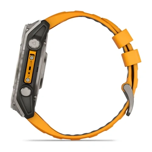 Умные часы Garmin Fenix 8 51mm, Sapphire, Titanium with Spark Orange/Graphite Silicone Band. Фото 5