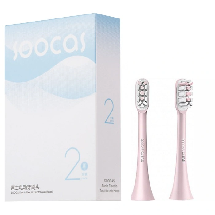 Сменные насадки для зубной щетки Soocare Soocas Clean X3/X3U/X5, розовые. Фото 1