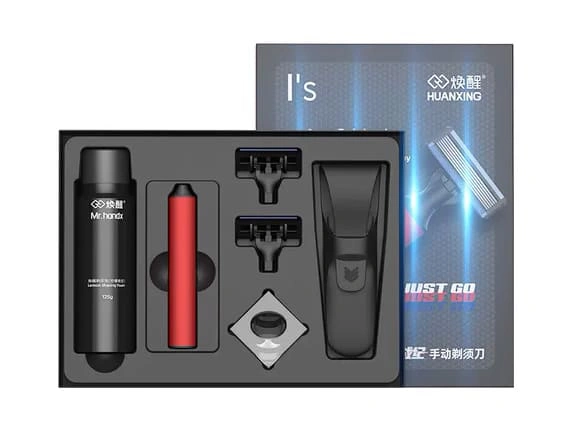 Набор для бритья XiaoMi Huanxing Chaocai Zhanji Manual Shaver H506-6R, Красный. Фото 1