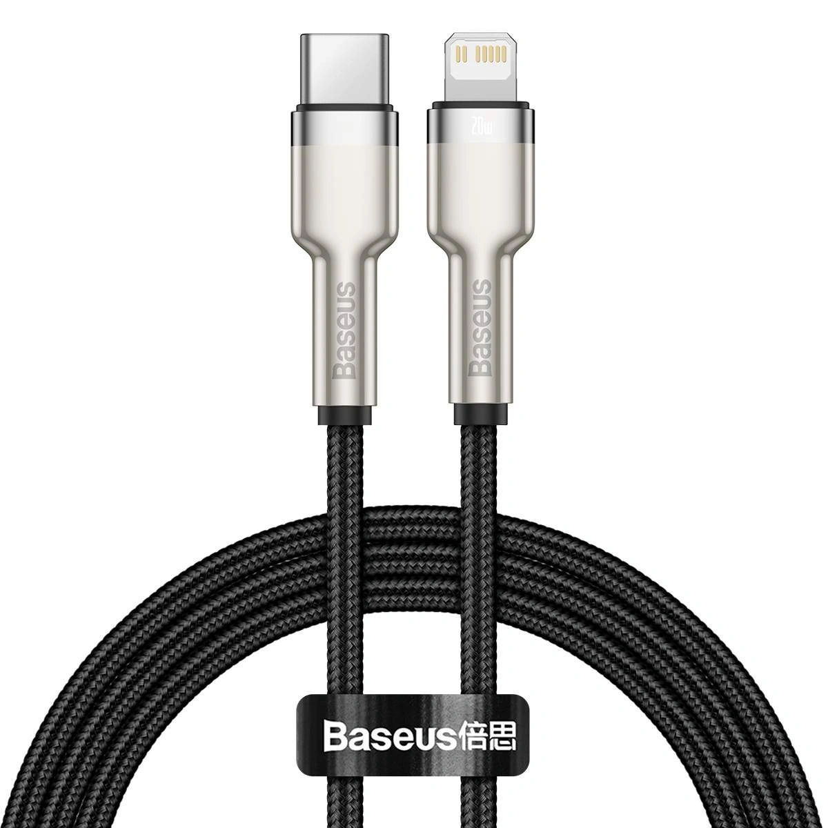 Кабель Baseus Cafule Series Metal Data Cable Type-C to iP PD 20Вт 1м, Чёрный (CATLJK-A01). Фото 1