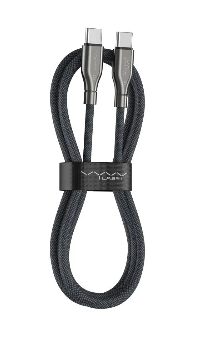 Кабель Vyvylabs Hardcore Series Fast Charging Cable Type-C to Type-C 240Вт, 3м, Серый (VCHCC240-03-DGY). Фото 1
