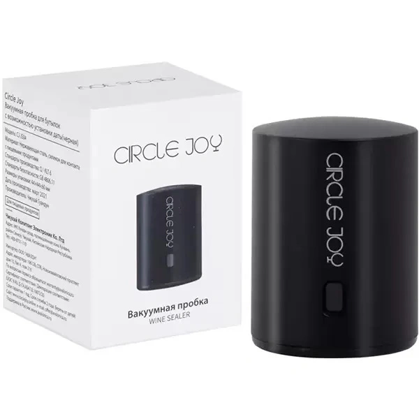 Пробка для винных бутылок Circle Joy Vacuum Memory Wine Stopper ABS Plastic CJ-JS04, Чёрная. Фото 2