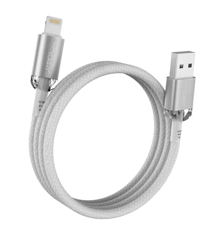 Кабель Vyvylabs Crystal Series Fast Charging Data Cable USB to iP 2.4A 1m, Белый (VCSUL-01). Фото 2