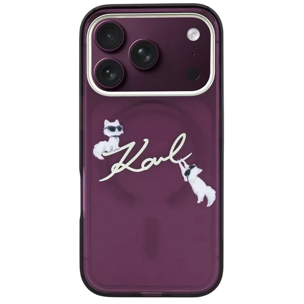 Накладка Lagerfeld для iPhone 18 Pro Max/17 Pro Max IML Choupettes OnLogo Met Cam Hard (MagSafe), Burgundy (KLHMP18X5HKSCAR). Фото 2