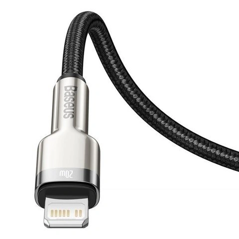 Кабель Baseus Cafule Series Metal Data Cable Type-C to iP PD 20Вт 1м, Чёрный (CATLJK-A01). Фото 3