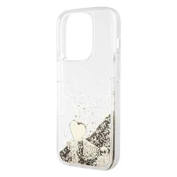Накладка Guess для iPhone 15 Pro Liquid Glitter Hard Hearts, Gold (GUHCP15LGLHFLGO). Фото 2