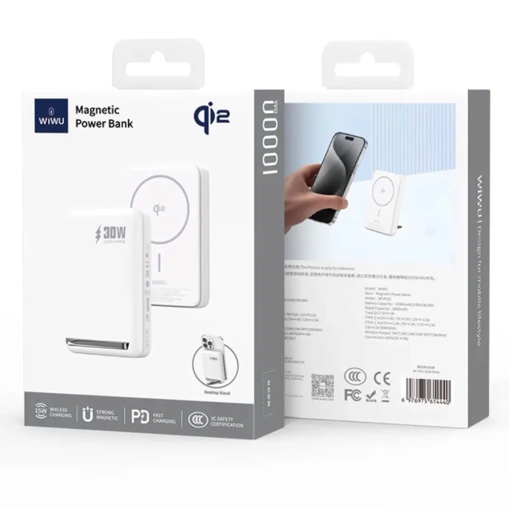 Внешний аккумулятор Wiwu Wi-P031 Power Bank MagSafe 10000 mAh 30W, Белый. Фото 6