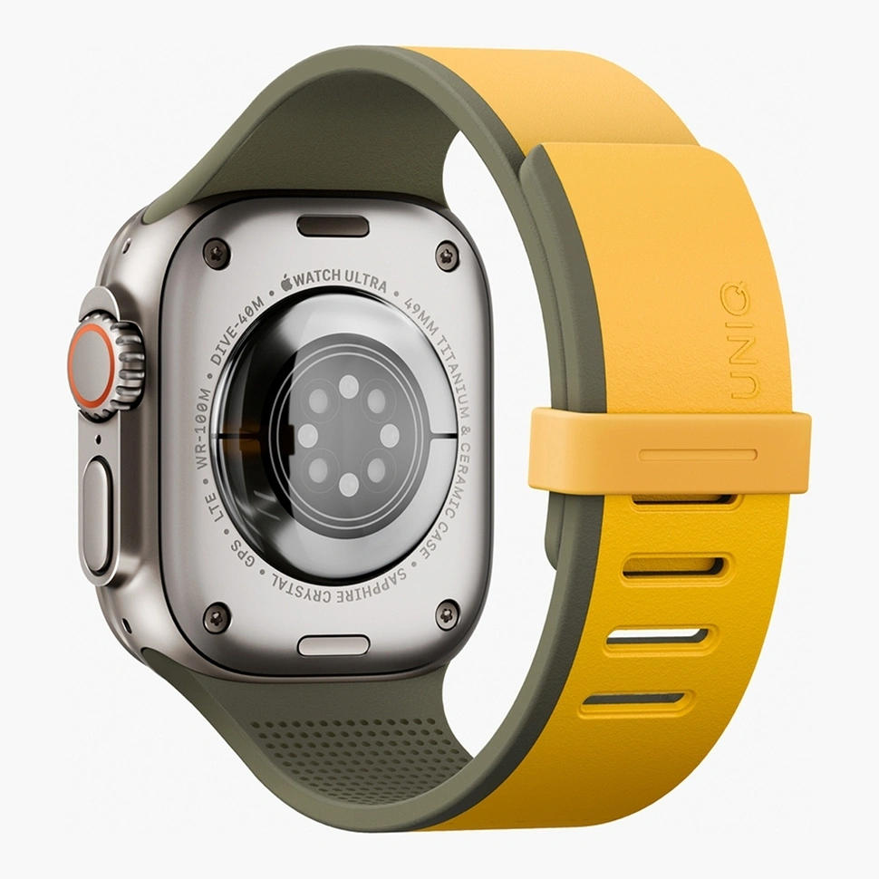 Ремешок Uniq для Apple Watch 44/45/49мм Revix IV reversible Magnetic, Canary Yellow/Deep Forrest (49MM-REV4CYELDFST). Фото 2