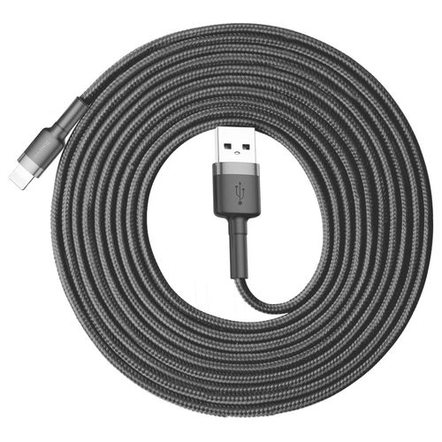 Кабель Baseus Cafule Cable USB To Lightning 2A 3м, Серо-черный (CALKLF-RG1-2A). Фото 1