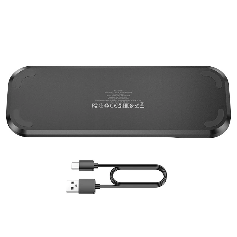 Беспроводное зарядное устройство Hoco CQ5 Step 3-in-1 (iWatch), Black. Фото 3