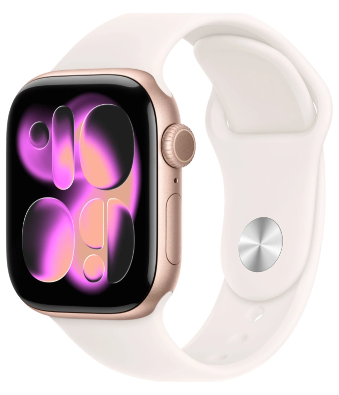 Apple Watch Series 11, 42 мм, алюминий цвета «Rose Gold», спортивный ремешок "Light Blush", S/M (MEU04). Фото 1