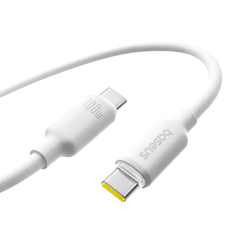 Кабель Baseus Foamed Silicone Fast Charging USB-C to USB-C 100W, Белый (E0426801). Фото 2