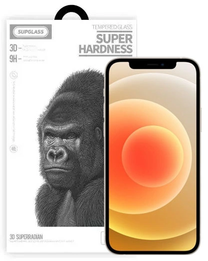 Защитное стекло SupGlass XC-11 для iPhone 12/12 Pro (6.1), Чёрное. Фото 1