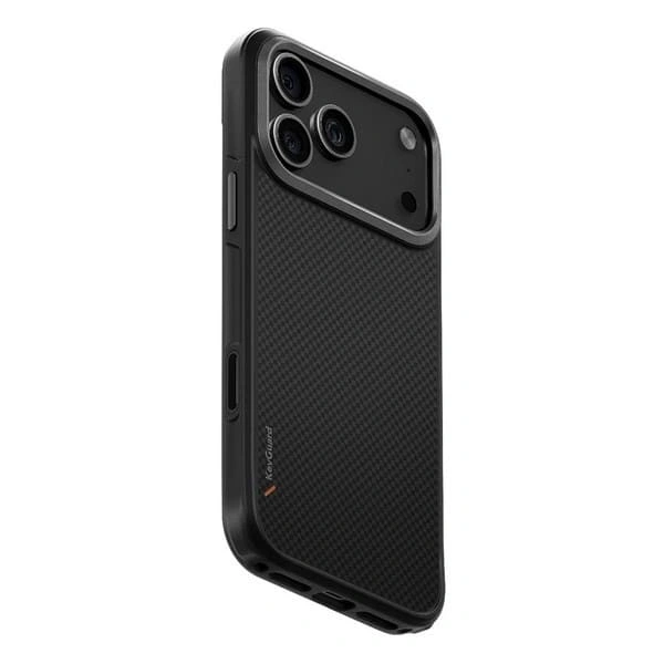 Накладка Uniq KEVA Aramid Fibre MagSafe для iPhone 17 Pro Max, Чёрный карбон (IP6.9P(2025)-KEVAMCBLK). Фото 2