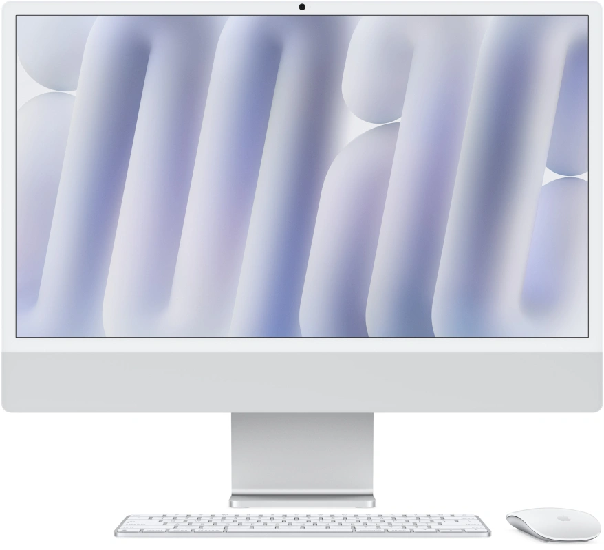 Apple iMac 24" Retina 4,5K, (MWUU3RU/A) (M4, 10-ядер CPU, 10-ядер GPU, 16 ГБ, 256 ГБ SSD, 2024), Серебристый. Фото 1