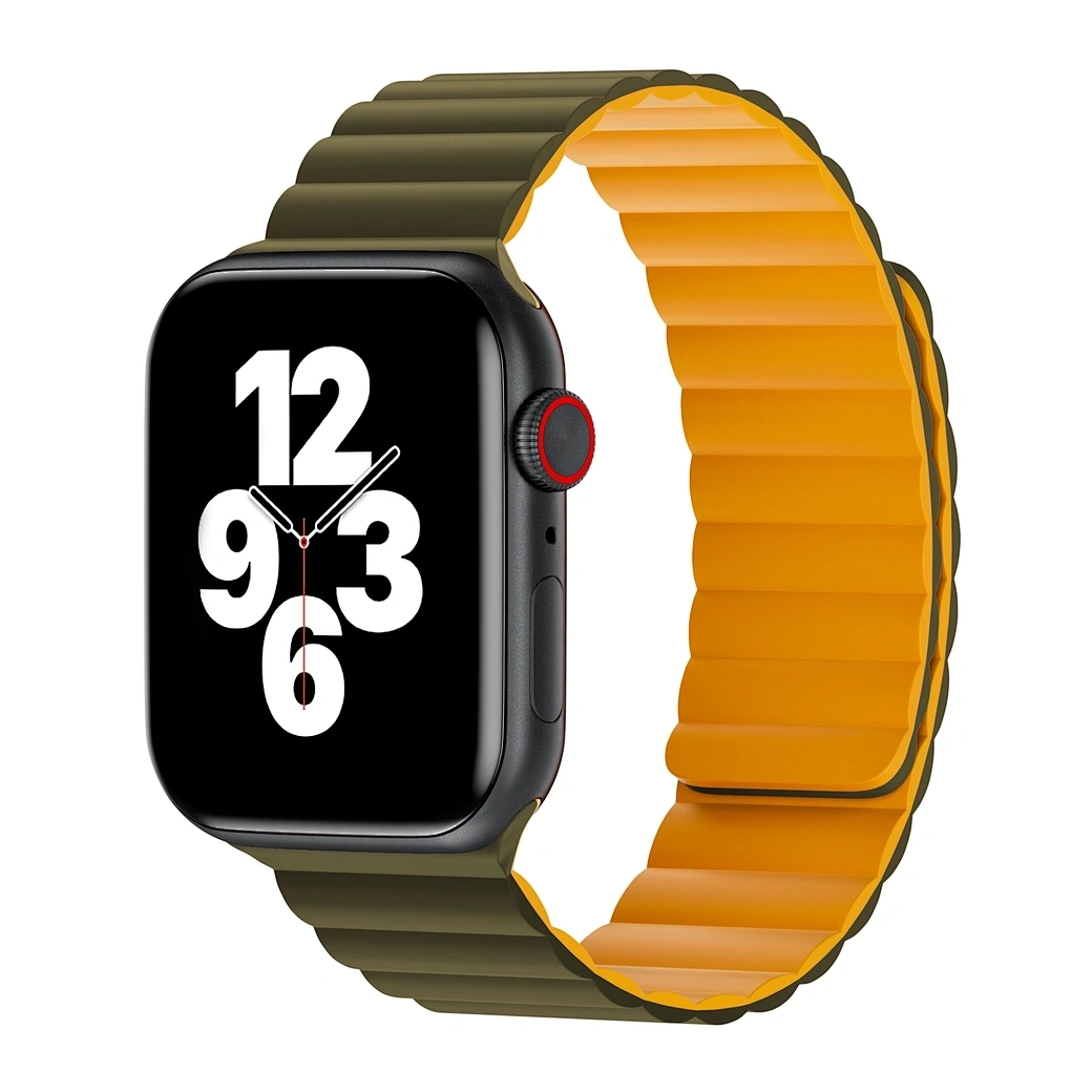 Ремешок Wiwu для Apple Watch 44/45/46/49мм Magnetic Silicon, Green/Yellow (Wi-WB001). Фото 1