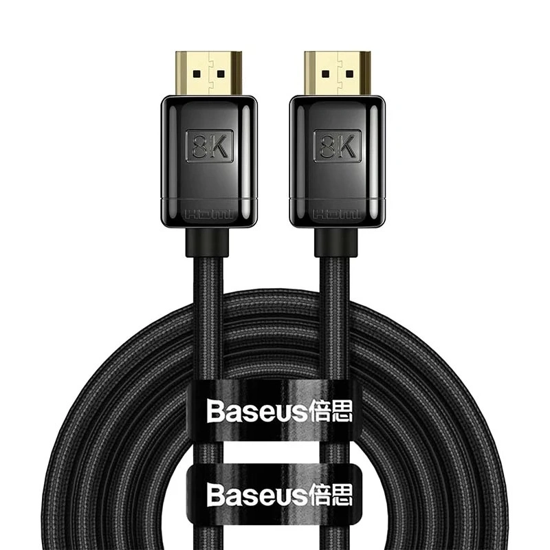 Кабель Baseus High Definition Series HDMI 8K to HDMI 8K Adapter Cable (Zinc Alloy) 60Hz 3m, Чёрный (WKGQ000201). Фото 1