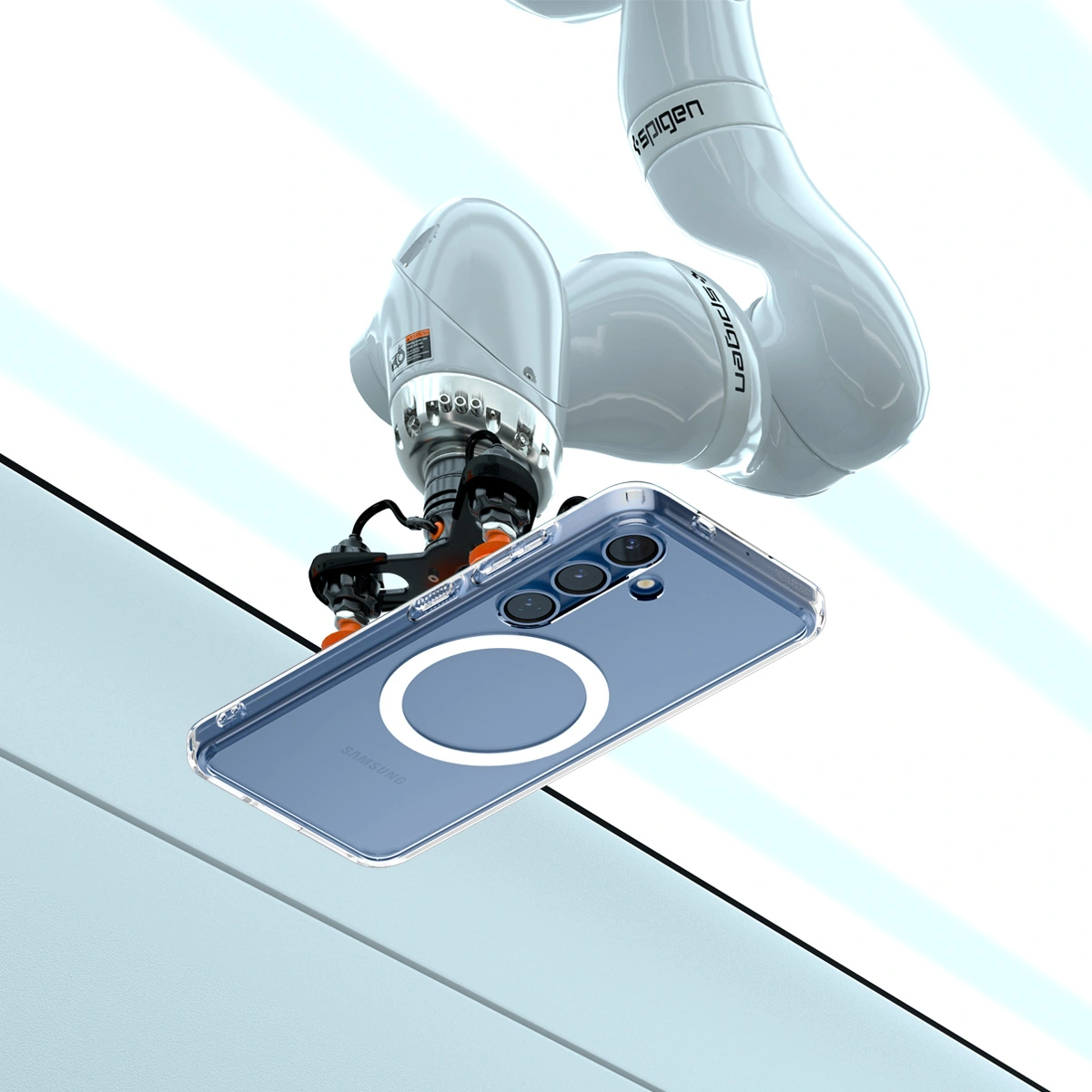 Накладка Spigen Ultra Hybrid для Samsung Galaxy S25 (MagSafe), Прозрачный/Белый (ACS09002). Фото 8