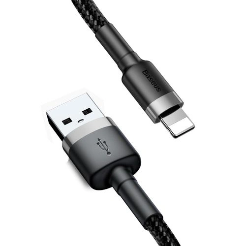 Кабель Baseus Cafule Cable USB To Lightning 2A 3м, Серо-черный (CALKLF-RG1-2A). Фото 5