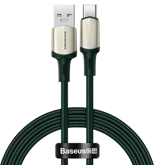 Кабель Baseus Cafule Cable USB - Type-C Support VOOC 1m, Зелёный (CATKLF-VA06)