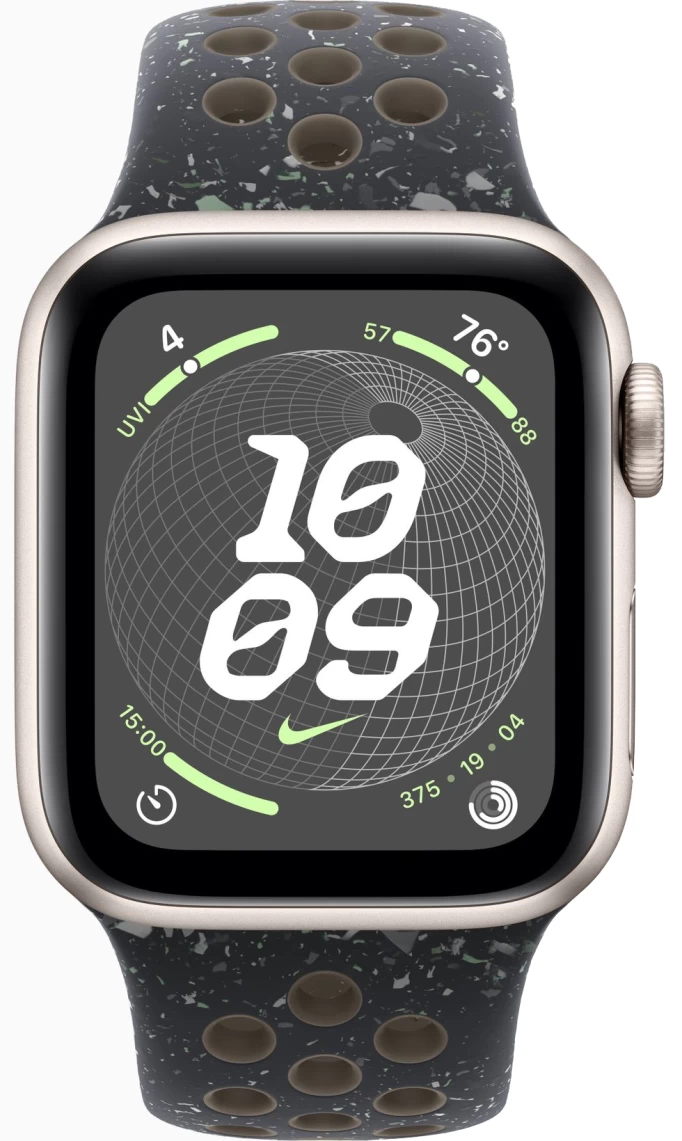 Apple Watch SE 2023, 40 мм, алюминий цвета "сияющая звезда", Midnight Sky Nike Sport Band, размер M/L (MRTQ3)